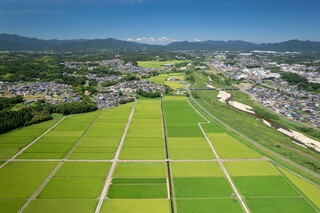 空中撮影画像の田川市街地