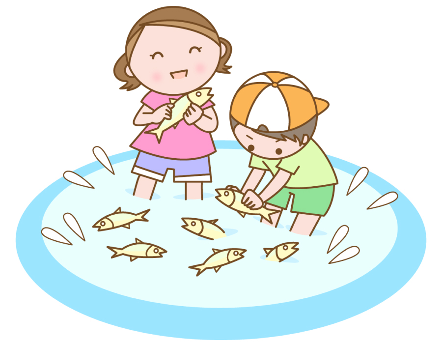 魚のつかみ取り 魚のつかみ取り